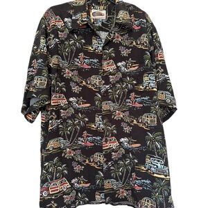 Art of Eddy Y by Reyn Spooner Black and‎ Multicolor Hawaiian Shirt